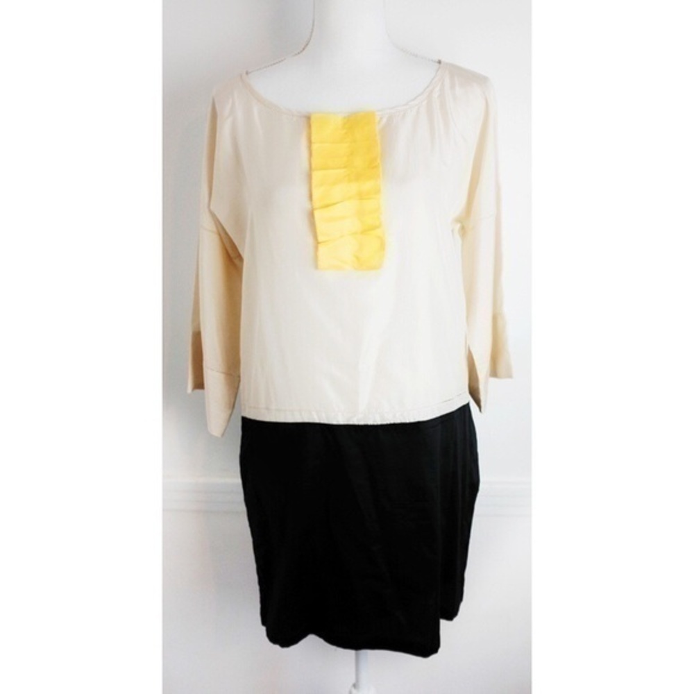 See By Chloe Color Block Black Cream Yellow Dress